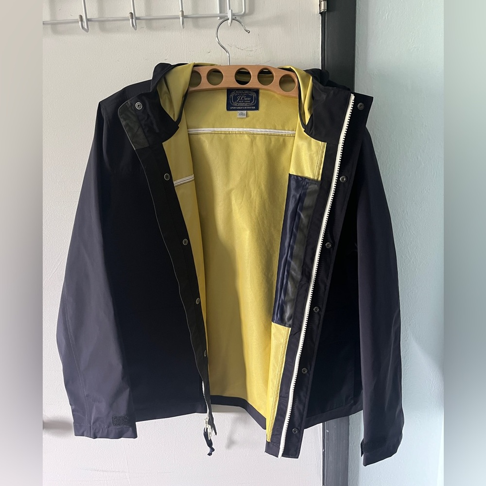 J. Crew Brunswick Rain Jacket. Navy blue, XL